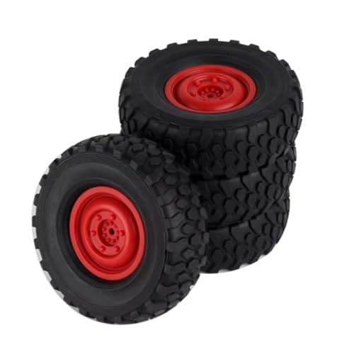 JYYTERD RC Teile Kompatibel Mit MN D90 Für MN98 Für MN99S Für WPL C14 C24 C34 B14 B24 Für LDRC P06 RC Autoteile Zubehör 4 Stück 72 Mm Weiches Reifenrad(Red) von JYYTERD