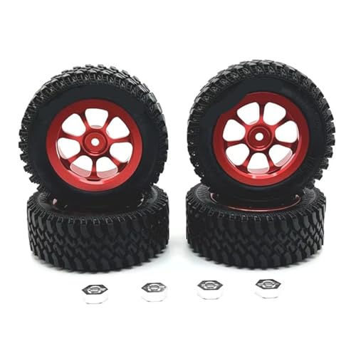 JYYTERD RC Teile Kompatibel Mit MN128 Für MN86S Für MN86K Für MN G500 4 Stück 82 Mm Gummireifen Metallfelge 12 Mm Sechskant 1/12 RC Crawler Autoteile(Red) von JYYTERD