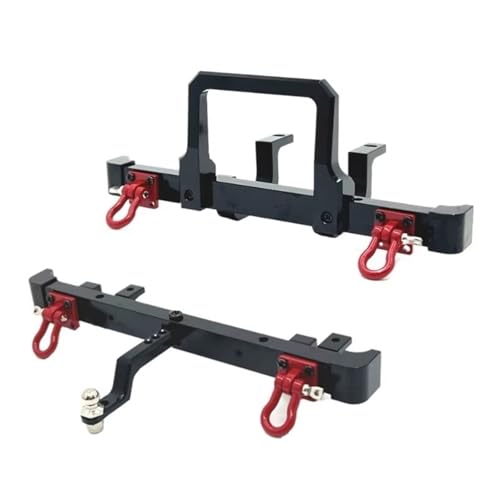 JYYTERD RC Teile Kompatibel Mit MN82 LC79 1/12 RC Car Upgrade-Teile Ersatzzubehör Metall-Vorder-Heck-Stoßstange Mit Abschlepphaken-Dekoration(Black,Front and Rear) von JYYTERD