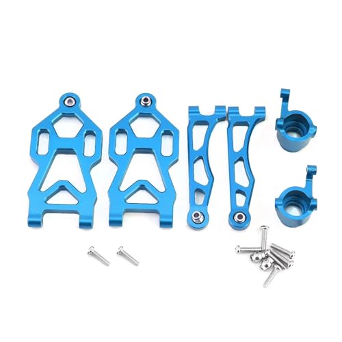 JYYTERD RC Teile Kompatibel Mit SCY 16101 16102 16103 16106 16201 Für JJRC Q130A Q130B 1/16 RC Auto Upgrade Teile Metall Vorder- Und Hinterarm Lenkschale(Blue,Front) von JYYTERD