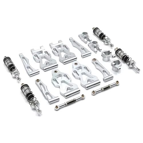 JYYTERD RC Teile Kompatibel Mit SCY 16101 16102 16106 16201 Für JJRC Q130A Q130B Q141 Q117 1/16 RC Auto Metallteile Kit Vorder- Und Hinterarm-Stoßdämpfer(White) von hjuink