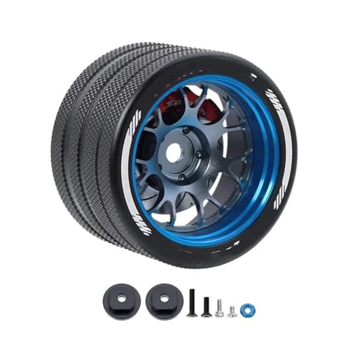 JYYTERD RC Teile Kompatibel Mit Sanwa Mt4/mt5/m12/m17 Für Futaba 4px/7px/10px Für Flysky Nb4 Ko Ex Rc Metallhandrad Mit Bremsscheiben-Lenkrad(Handwheel Blue A) von JYYTERD