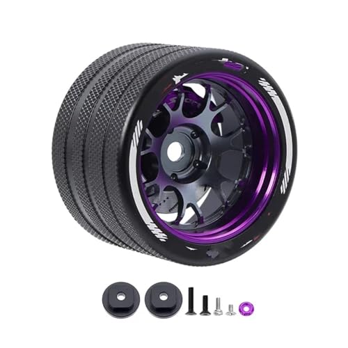 JYYTERD RC Teile Kompatibel Mit Sanwa Mt4/mt5/m12/m17 Für Futaba 4px/7px/10px Für Flysky Nb4 Ko Ex Rc Metallhandrad Mit Bremsscheiben-Lenkrad(Handwheel Purple A) von JYYTERD