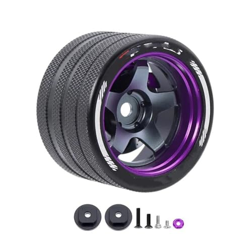 JYYTERD RC Teile Kompatibel Mit Sanwa Mt4/mt5/m12/m17 Für Futaba 4px/7px/10px Für Flysky Nb4 Ko Ex Rc Metallhandrad Mit Bremsscheiben-Lenkrad(Handwheel Purple b) von JYYTERD