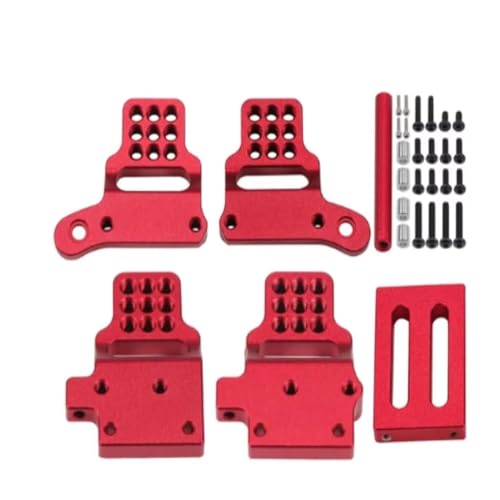 JYYTERD RC Teile Kompatibel Mit Trx4m 1/18 RC Car Upgrade Teil Zubehör Ersatzteile Aluminiumlegierung Stabile Stoßdämpferhalterung(Red) von JYYTERD