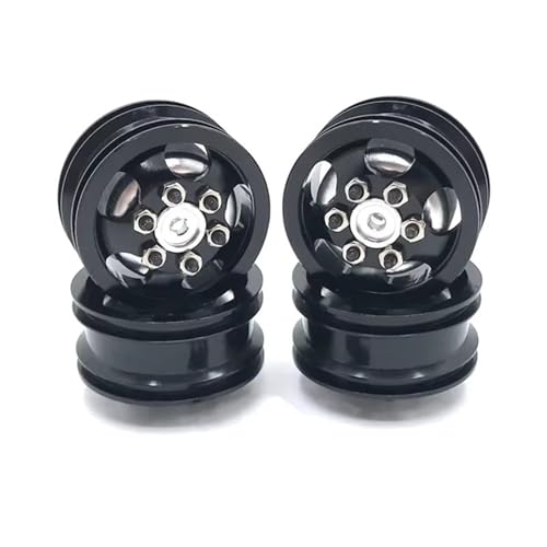JYYTERD RC Teile Kompatibel Mit WPL C14 C24 C34 C44 B14 B24 B16 B36 4WD RC-Autoreifen Und -Rädern, Reifen Mit Radnabe Aus Aluminiumlegierung(Black) von JYYTERD