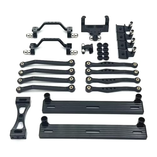 RC Teile Kompatibel Mit WPL C64 C64-1 1/16 RC Auto Upgrade Teile Zubehör Metall Für Chassis Link Rod Zugstangenmontage Seitenpedal Shock Mount Set(Black) von hjuink