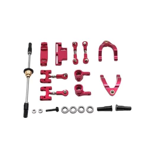 JYYTERD RC Teile Kompatibel Mit WPL D12 1/10 RC Auto Upgrades Teile Metall Obere Untere Für Schwinge Lenkung Tasse Hex Adapter Zubehör Set(Red) von JYYTERD