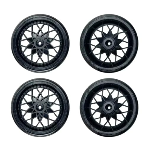 JYYTERD RC Teile Kompatibel Mit WPL D12 RC Auto Ersatzteile Zubehör Reifen 4 Stück Upgrade Felge Radnaben Gummireifen(Black) von JYYTERD