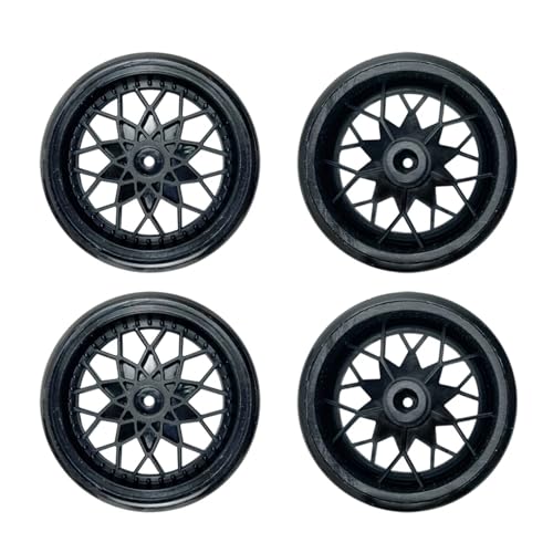RC Teile Kompatibel Mit WPL D12 Rc Reifen 4 Stück Upgrade Felge Radnaben Gummireifen RC Auto Ersatzteile Zubehör(Black) von hjuink