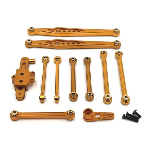 JYYTERD RC Teile Kompatibel Mit Wltoys 124006 12423 12427 Für Pro 1/12 RC Auto Upgrade Teile Zubehör Feste Stange Lenkung Gruppe Servo Arm Kit(Yellow) von JYYTERD