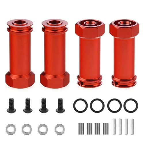 JYYTERD RC Teile Kompatibel Mit Wltoys 12428 12423 1/12 Verlängerung RC Auto Umbauteile 12MM Aluminium Rad Sechskant Adapter Lang 29Mm(Red) von JYYTERD