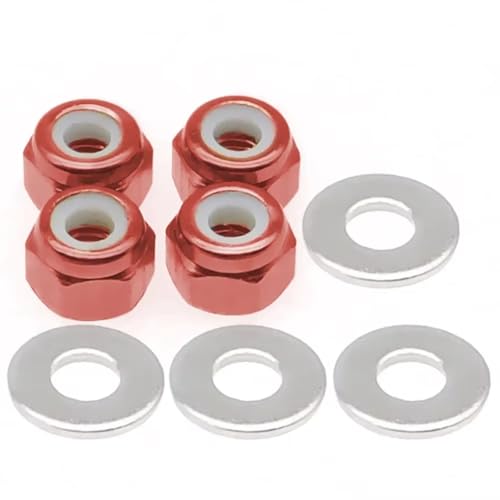 JYYTERD RC Teile Kompatibel Mit Wltoys 144001 1/14 RC Drift Car Ersatzteile Sechskant-Kontermutter 4 Stück/Lot Rad-Sechskant-Kontermutter Ersatzteile(Red) von JYYTERD