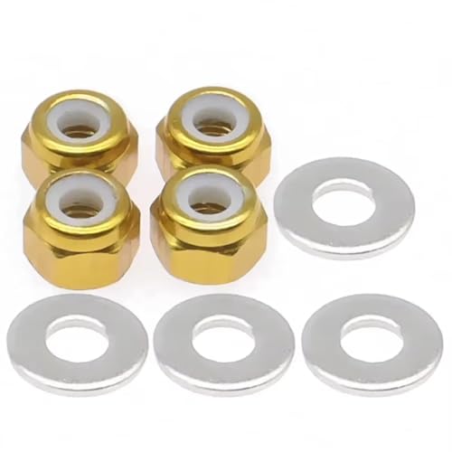 JYYTERD RC Teile Kompatibel Mit Wltoys 144001 1/14 RC Drift Car Ersatzteile Sechskant-Kontermutter 4 Stück/Lot Rad-Sechskant-Kontermutter Ersatzteile(Yellow) von JYYTERD