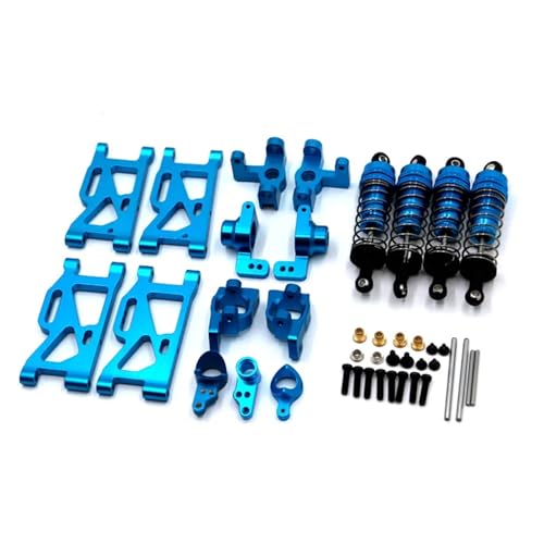 JYYTERD RC Teile Kompatibel Mit Wltoys 144001 1 RC Auto Upgrade Teile Metall Lenkung Für Schwinge Basis Hinterradnabe Für Sitz Stoßdämpfer(Blue) von JYYTERD