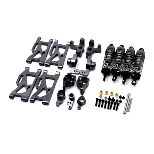 JYYTERD RC Teile Kompatibel Mit Wltoys 144001 1 RC Auto Upgrade Teile Metall Lenkung Für Schwinge Basis Hinterradnabe Für Sitz Stoßdämpfer(Gray) von JYYTERD
