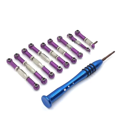 JYYTERD RC Teile Kompatibel Mit Wltoys 144002 144001 124016 124017 124018 124019 RC-Auto-Upgrade-Teile, Metallgestänge, Servozug, Spurstangensatz(Purple) von hjuink