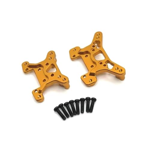 JYYTERD RC Teile Kompatibel Mit Wltoys 144016 144018 1/14 1/12 RC Car Upgrade Partsber Metall Vorne Hinten Stoßdämpferplatte(Yellow) von JYYTERD