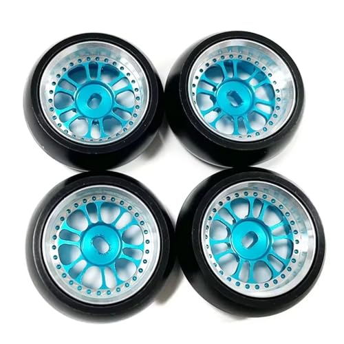 JYYTERD RC Teile Kompatibel Mit Wltoys K969 K989 P929 1/28 RC Auto Ersatz Zubehör Teile 4 Stück RC Gummi Drift Reifen(Blue,B) von JYYTERD