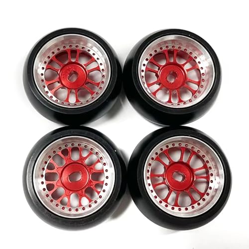 JYYTERD RC Teile Kompatibel Mit Wltoys K969 K989 P929 1/28 RC Auto Ersatz Zubehör Teile 4 Stück RC Gummi Drift Reifen(Red,B) von JYYTERD