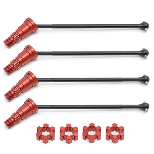 JYYTERD RC Teile Kompatibel Mit X-Maxx Für XMAXX 6S 8S 1/5 RC Für Monster Truck Auto-Upgrades Teile 4-teiliges Metall-Antriebswellen-CVD Vorne Und Hinten, Rot von JYYTERD