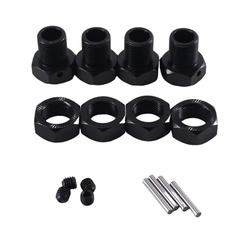 JYYTERD Rc Car Zubehör Kompatibel Mit Arrma Für Kraton Für Outcast 1/10 RC-Car-Upgrades Teile Zubehör 4-teiliger Metall-Hex-Naben-Adapter Mit Verlängertem Rad(Black) von JYYTERD