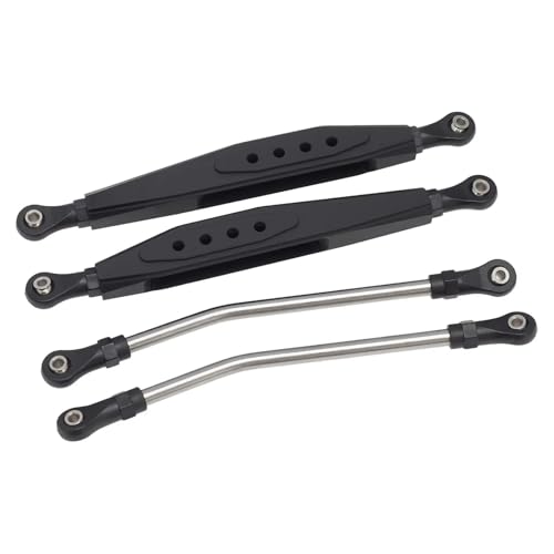 JYYTERD Rc Car Zubehör Kompatibel Mit Axial Für RR10 90048 90053 1/10 RC Autoteile Metall Hinten Unten Längslenker Mit Lenkstangenverbindungsset(Black) von hjuink