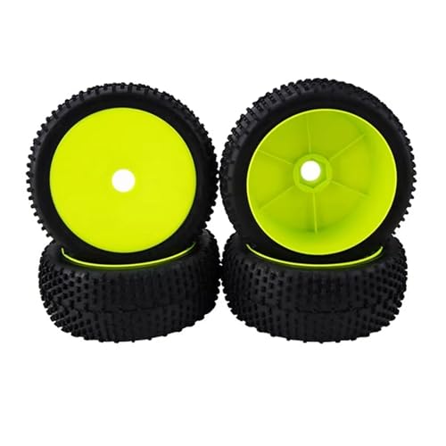 JYYTERD Rc Car Zubehör Kompatibel Mit Losi Für HPI Für Kyosho MP9 1/8 RC Off-Road Für Buggy-Auto-Gummireifen Vorne Und Hinten Felgenreifen-Zubehör 4 Stück 17 Mm Sechskant(Green) von JYYTERD