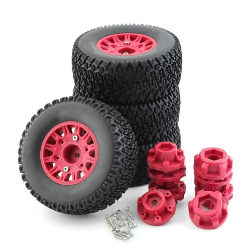 Kompatibel Mit TRAXXAS Für Slash Für ARRMA Für SENTON 1/8 1/10 RC Car Short Course Truck 112 Mm Reifen Mit 12 Mm 14 Mm 17 Mm Radsechskant RC Auto Reifen(Red) von hjuink