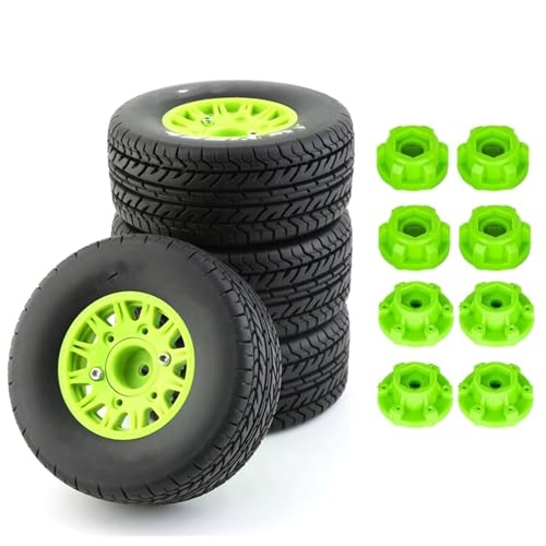 Kompatibel Mit TRAXXAS Für Slash Für ARRMA Für SENTON 1/8 1/10 RC Car Short Course Truck 113 Mm Reifen Mit 12 Mm 14 Mm 17 Mm Radsechskant RC Auto Reifen(Green) von hjuink
