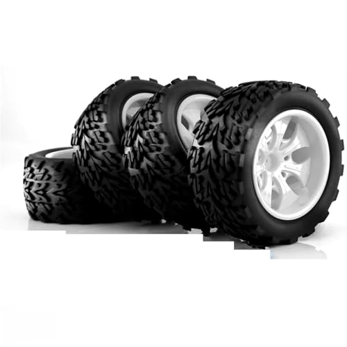 Kompatibel Mit Traxxas Für Arrma Für Redcat Für HSP 1/10 RC 4 Stück 118 Mm Für Monster Truck Für Buggy Reifen Reifen Rad Schaumstoffeinsätze 12 Mm Sechskant RC Auto Reifen(White) von JYYTERD