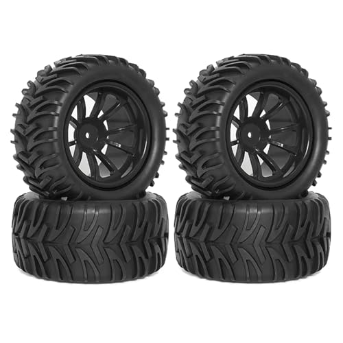 Kompatibel Mit Traxxas Für Arrma Für Redcat Für HSP Für HPI 1/10 RC Für Monster Truck Für Buggy 128 Mm Reifen-Rad-Schaumstoffeinsätze 12 Mm Sechskant RC Auto Reifen(Black) von JYYTERD