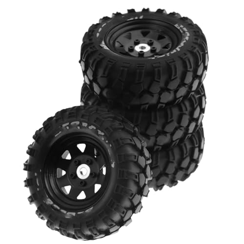 Kompatibel Mit Traxxas Für TRX4 D90 D110 Für Axial Für SCX10 1/10 RC Crawler Auto 93 Mm Metall 1,9 Zoll Beadlock Felge Gummireifen Set 4 Stück RC Auto Reifen(W141 Black) von hjuink