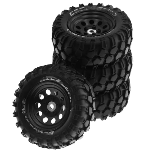 Kompatibel Mit Traxxas Für TRX4 D90 D110 Für Axial Für SCX10 1/10 RC Crawler Auto 93 Mm Metall 1,9 Zoll Beadlock Felge Gummireifen Set 4 Stück RC Auto Reifen(W142 Black) von hjuink