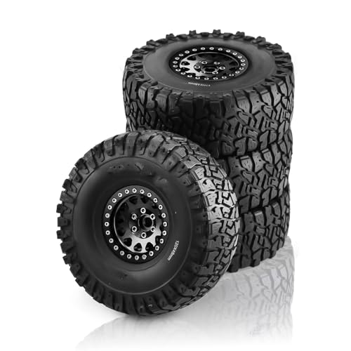 Kompatibel Mit Traxxas Für TRX4 D90 Für Axial Für SCX10 Für MST 1/10 RC Crawler Car 120 Mm Metall 1,9 Zoll Beadlock Felge Gummireifen-Set RC Auto Reifen(Yellow) von hjuink