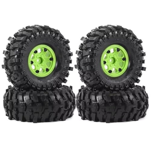 Kompatibel Mit Traxxas Für TRX4 D90 Für Axial Für SCX10 Für MST 1/10 RC Crawler Car 4 Stück 118 Mm 1,9 Zoll Beadlock Felgen-Gummireifen-Set RC Auto Reifen(Green) von hjuink