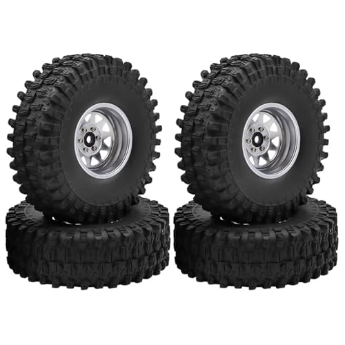 Kompatibel Mit Traxxas Für TRX4 Für Axial 1/10 RC Crawler Car 120 Mm Deep Dish Negative Offset 8,9 Mm 1,9 Zoll Beadlock Felgennabe Reifen RC Auto Reifen(Silver) von hjuink