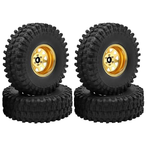 Kompatibel Mit Traxxas Für TRX4 Für Axial 1/10 RC Crawler Car 120 Mm Deep Dish Negative Offset 8,9 Mm 1,9 Zoll Beadlock Felgennabe Reifen RC Auto Reifen(Yellow) von hjuink