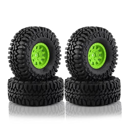 Kompatibel Mit Traxxas Für TRX4 Für Axial Für SCX10 II III Für Redcat Für MST 1/10 RC Crawler Car 110 Mm 1,9 Zoll Beadlock Felgen-Reifen-Set RC Auto Reifen(Green) von hjuink