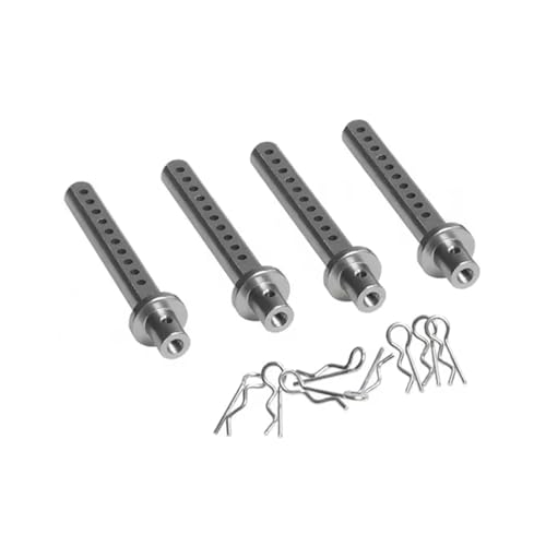 RC Auto Upgrade-Teile Kompatibel Mit Axial Für SCX10 90027 D90 TF2 Für Tamiya CC01 4 Stück Metall-RC-Autogehäuse-Körperhalterungsbeiträge Mit R-Clips Für 1/10 RC Crawler(Gray) von hjuink