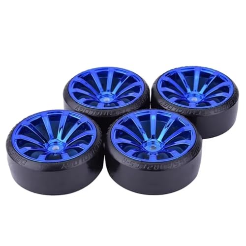 RC Teile Kompatibel Mit HSP Für Tamiya Für HPI 1/10 RC Auto Hartreifen Set 4-TLG. RC Hartmuster Driftreifen Reifenrad(Blue,A) von JYYTERD