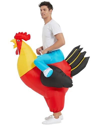 JYZCOS Aufblasbares Hahn Kostüm für Erwachsene, Huhn, Junggesellenabschied, Halloween, Tierkostüm von JYZCOS