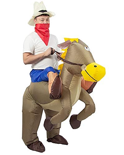 JYZCOS Aufblasbares Cowboy-Kostüm für Erwachsene, Western Pferd Reiter Kostüm (Braun) von JYZCOS