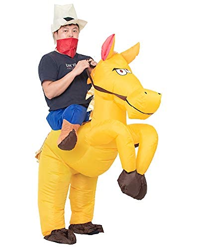 JYZCOS Aufblasbares Cowboy-Kostüm für Erwachsene, Western Pferd Reiter Kostüm (Gold) von JYZCOS