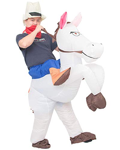 JYZCOS Aufblasbares Cowboy-Kostüm für Erwachsene, Westernreiter, Kostüm (Weiß) von JYZCOS