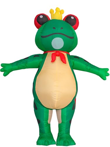 JYZCOS Aufblasbares Froschkostüm mit Krone für Erwachsene, lustiges Halloween-Tier-Anzug, Party, Cosplay (grün) von JYZCOS