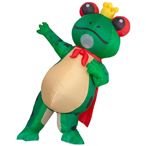 JYZCOS Aufblasbares Froschkostüm mit Krone für Erwachsene, lustiges Halloween-Tier-Anzug, Party, Cosplay (grün) von JYZCOS