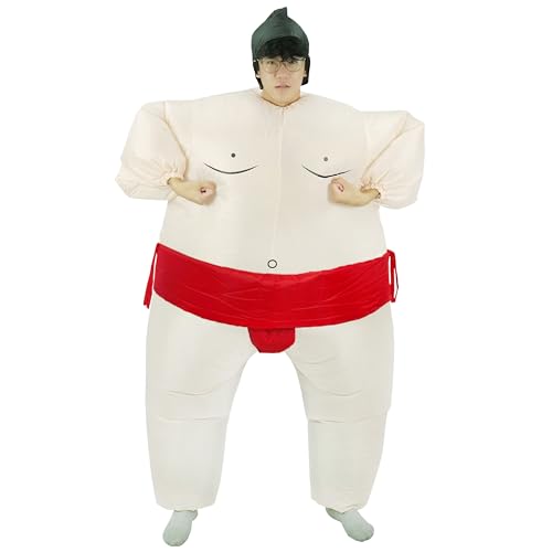 JYZCOS Sumo Wrestler Aufblasbarer Anzug für Erwachsene Wrestling Blow Up Fancy Dress Halloween Kostüm (Rot für Erwachsene) von JYZCOS
