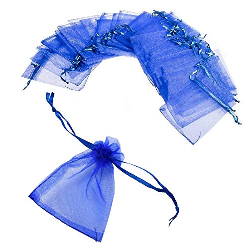 JZK® 50 x Klein blau Organza Saeckchen Süßigkeiten Beutel Geschenk Schmuckbeutel Geschenk Bags mit Drawstring, für Hochzeit Geburtstag Taufe Party Babyparty Baby Shower, 12 x 9cm von JZK