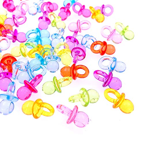 JZK 100x Mini Deko Schnuller, Tischdeko Konfetti Dekoration Confetti Mitgebsel Geschenk für Taufe Baby Shower Babyparty Hochzeit Geburtstag Kinder Party, bunt von JZK